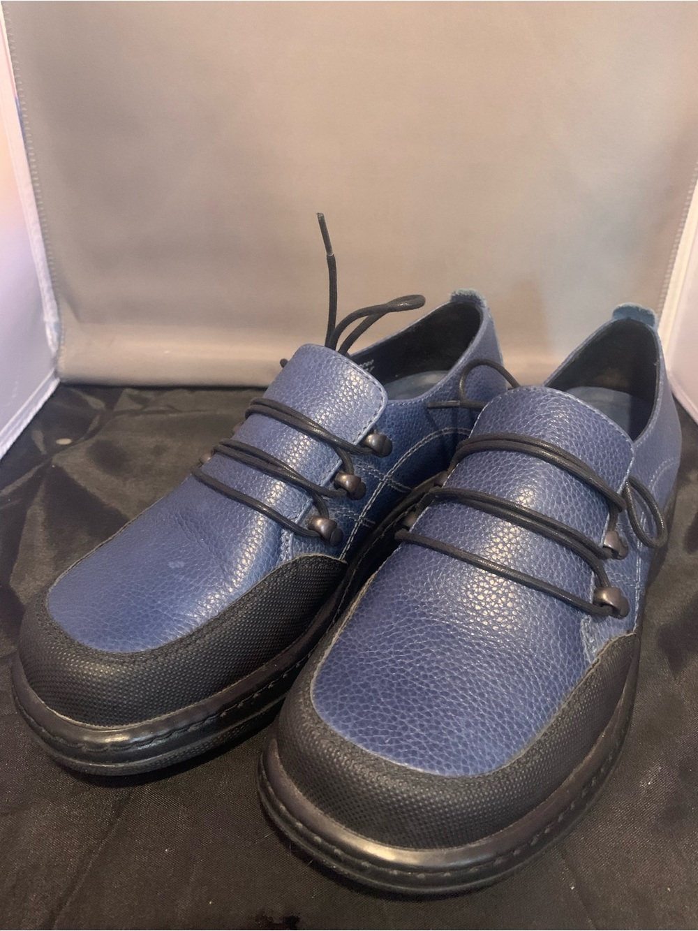 Dansko Women's Navy Blue Janika Pebbled Leather Lace-Loop Oxfords